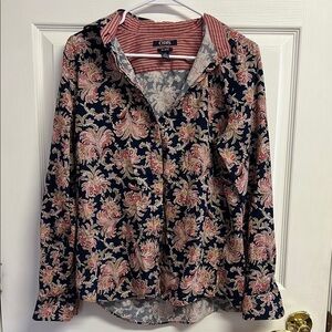 Chaps Black and Pink Long Sleeve Button Down Shirt